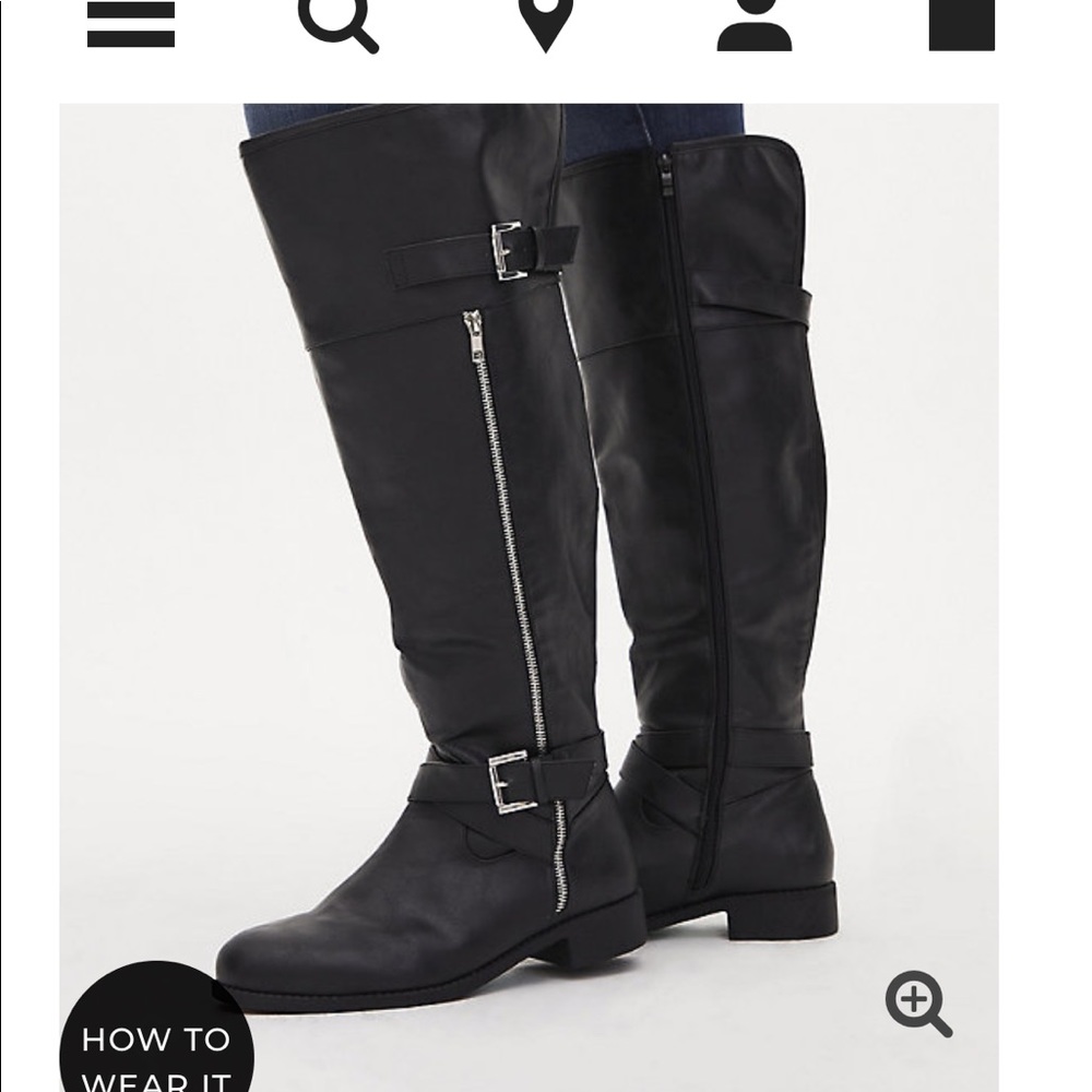 BLACK FAUX LEATHER ZIPPER OVER-THE-KNEE BOOT (WW)